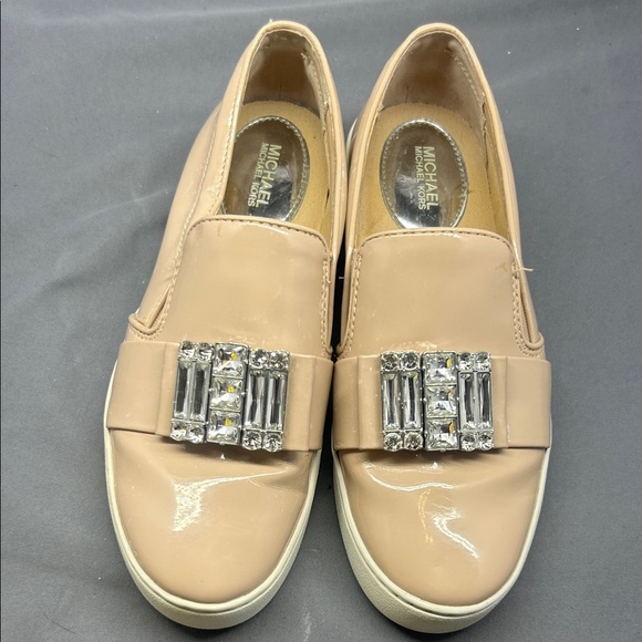 Michael Kors Shoes - Michael Kors Womens Slip On Sneakers‎ Flats Beige Embellished Jewel Size 6.5M